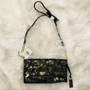Sole Society Velvet Gold Foldable Clutch Crossbody